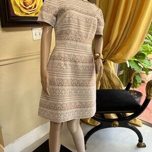 Vince Camuto Beige Patterned Mini Dress